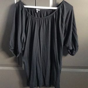 black little puff short sleeved shirt